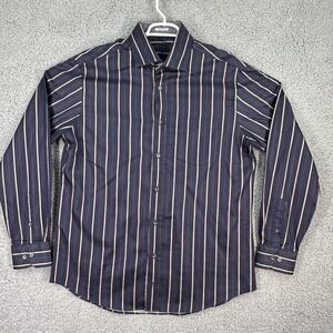 Bugatchi Uomo Flip Cuff Shirt Size Large Shaped Fit Striped Button Up‎ Preppy